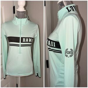 Victoria's Secret PINK Mint Green w/ Black "Hawaii" Logo Ultimate Deep Zip SMALL
